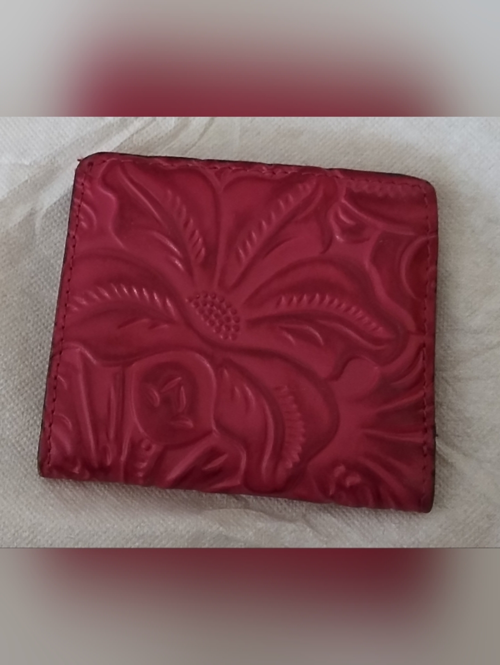Patricia Nash Red Tooled Leather Bifold Wallet